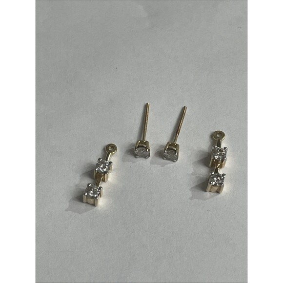 Past Present Future 3-Stone Diamond Earrings in 10k Yellow Gold. READ - Picture 7 of 12